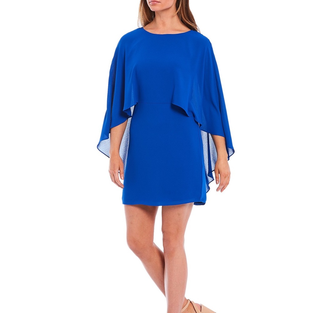 Blue Cape Sleeve Dress